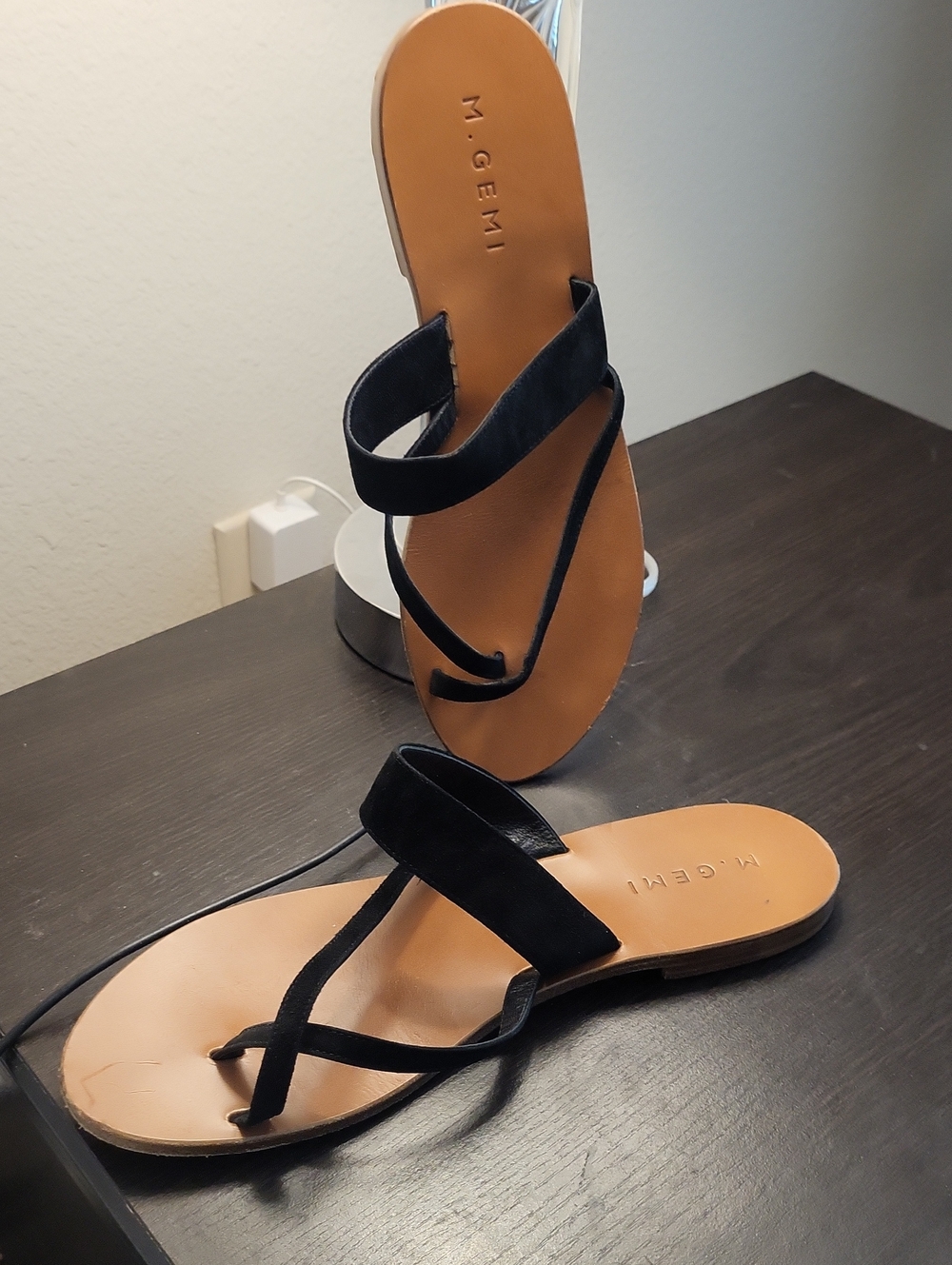 M. Gemi Black Suede Strappy Sandals